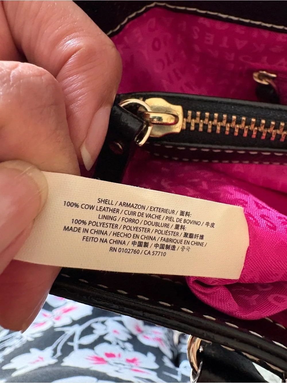 Kate Spade Black Pebbled Leather Tote with Gold Plaque